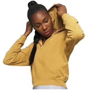 Free People Movement Apres Ski Solid Cropped Hoodie in Golden Ochre Size XS